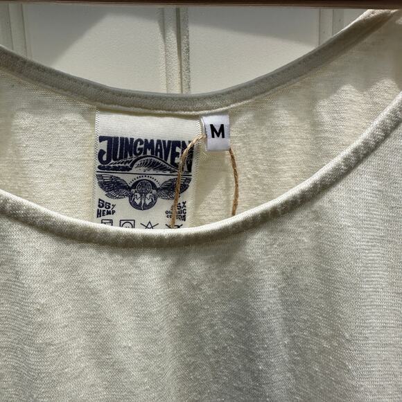 Jungmaven Cropped Tank Top Shirt Size Medium Hemp Cotton Washed White NWT - Picture 3 of 11